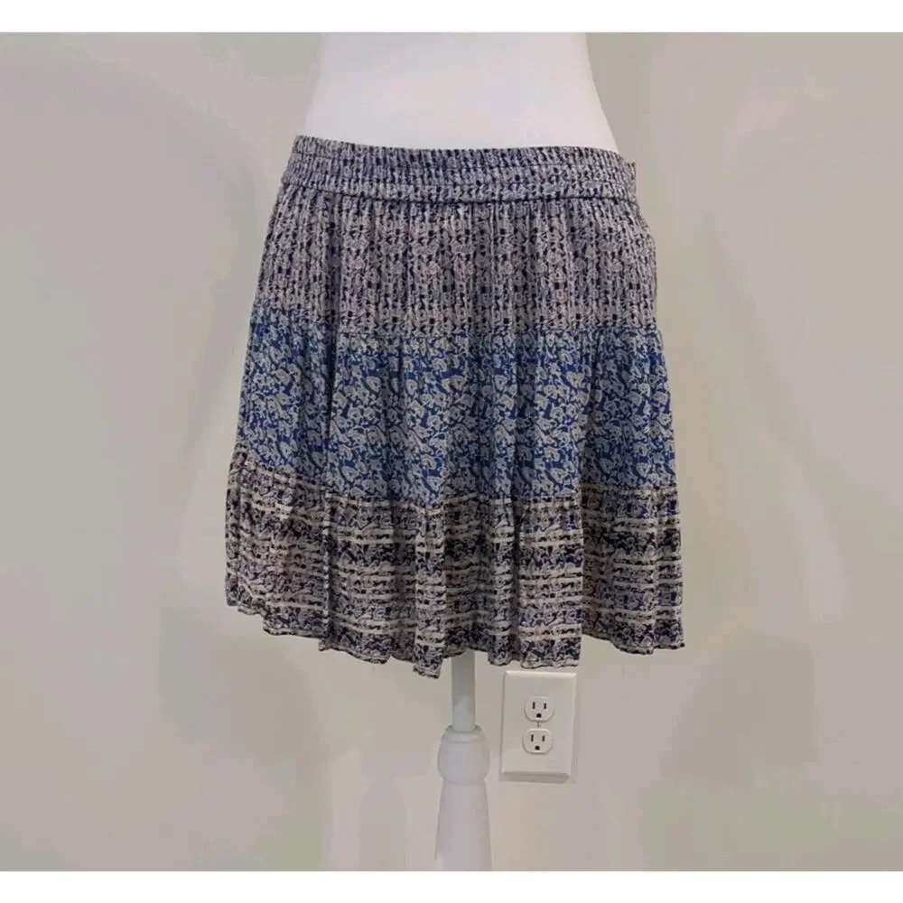 BCBG Womens M Paula Skater Skirt Colbalt Blue Y2K Boho Festival